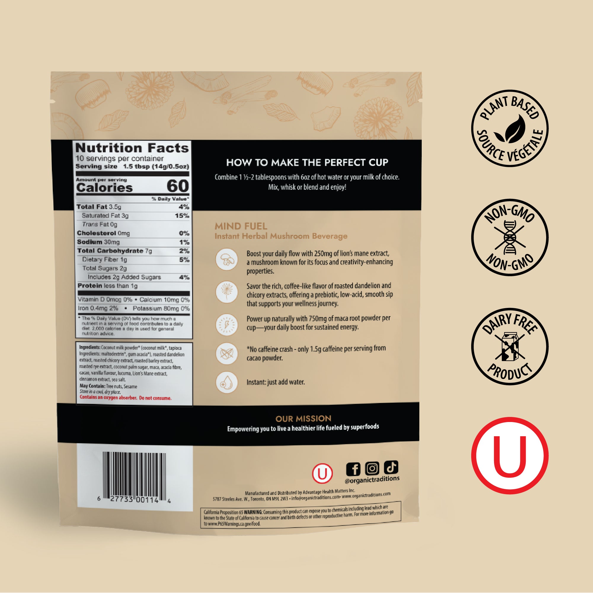 Mind Fuel Caffeine-Free Mushroom Coffee Alternative