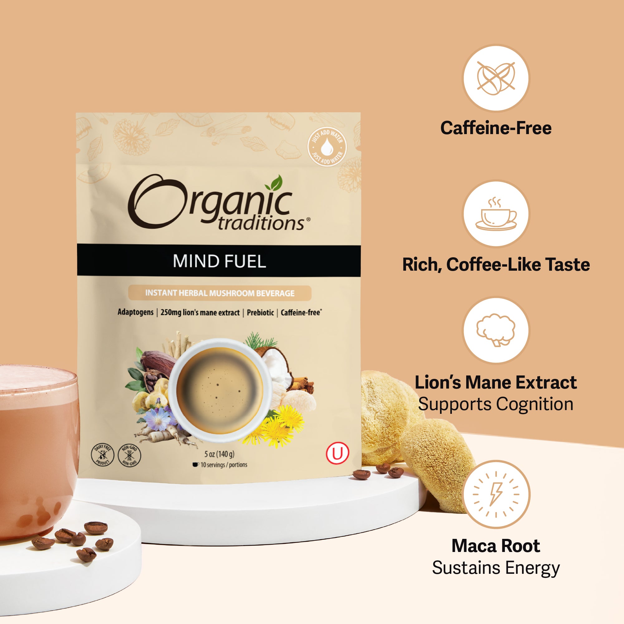 Mind Fuel Caffeine-Free Mushroom Coffee Alternative
