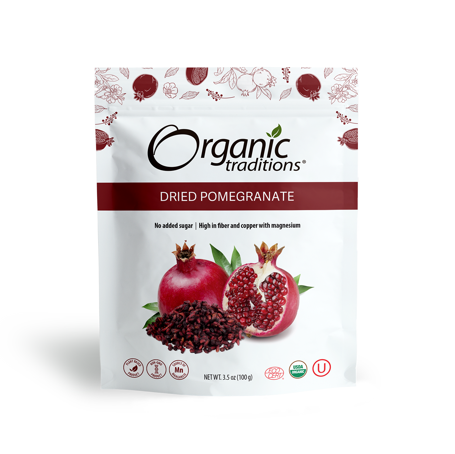 organic traditions dried pomegranate front of bag image